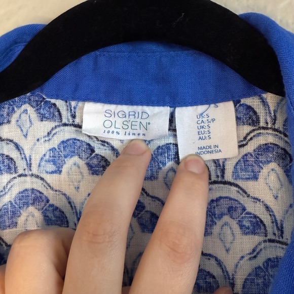 Sigrid Olsen Womens Small Linen Pop Over Tunic Top Coastal Beach Resort Vacation - Picture 3 of 8